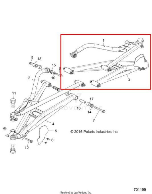 14-23 Polaris RZR XP 1000 Front Driver Left Side Upper and Lower Control Arm Set - Alshned Auto Parts