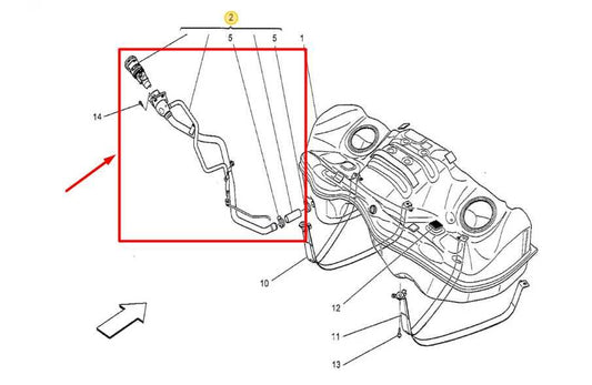 2014-2017 Maserati Ghibli Fuel Gas Tank Filler Neck Line Hose Pipe 670001354 OEM - Alshned Auto Parts