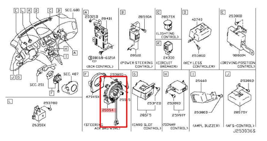 2014-17 Infiniti QX50 3.7L AWD Steering Wheel Clock Spring w/ Cable B5554-1PV8A - Alshned Auto Parts