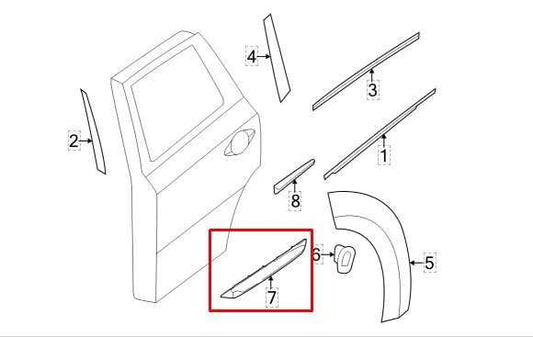 2015-2020 Nissan Pathfinder SV Rear Right Side Rocker Panel Molding 82876-9PB0A - Alshned Auto Parts