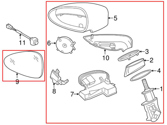 2014-16 Porsche Panamera 4 3.6L Driver Left Side Rear View Mirror 970-731-219-02 - Alshned Auto Parts