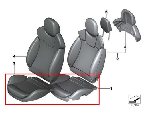 2011-2014 Mini Cooper Front Left Side Seat Lower Cushion 52-10-7-315-535 OEM - Alshned Auto Parts