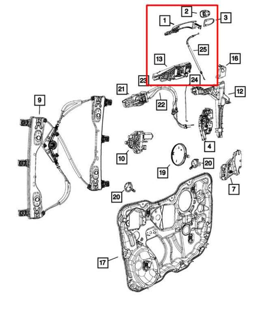 2014-17 Jeep Cherokee 75th Anniversary 4WD Front Right Side Door Exterior Handle - Alshned Auto Parts