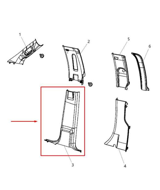 13-18 RAM 1500 Crew Cab Laramie Right and Left Center B-Pillar Lower Trim Cover - Alshned Auto Parts