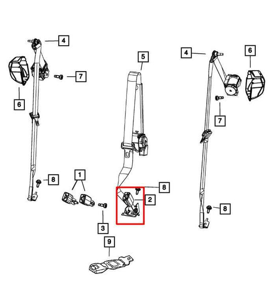 2011-18 Jeep Grand Cherokee Rear Center Left 2nd Row Seat Belt Buckle 1MC71DX9AC - Alshned Auto Parts