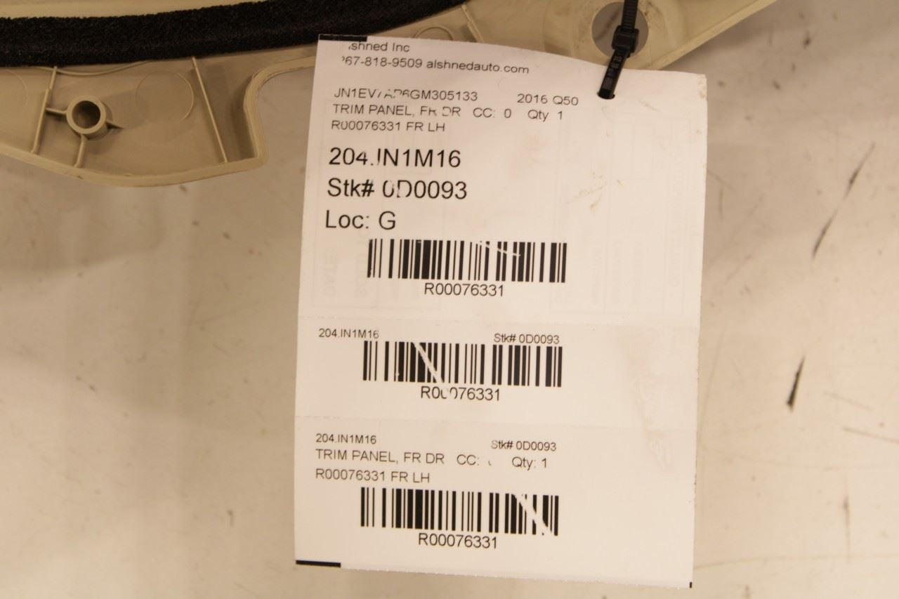 2014-2020 Infiniti Q50 Premium Front Left Driver Door Trim Panel 80901-4HH0B OEM - Alshned Auto Parts