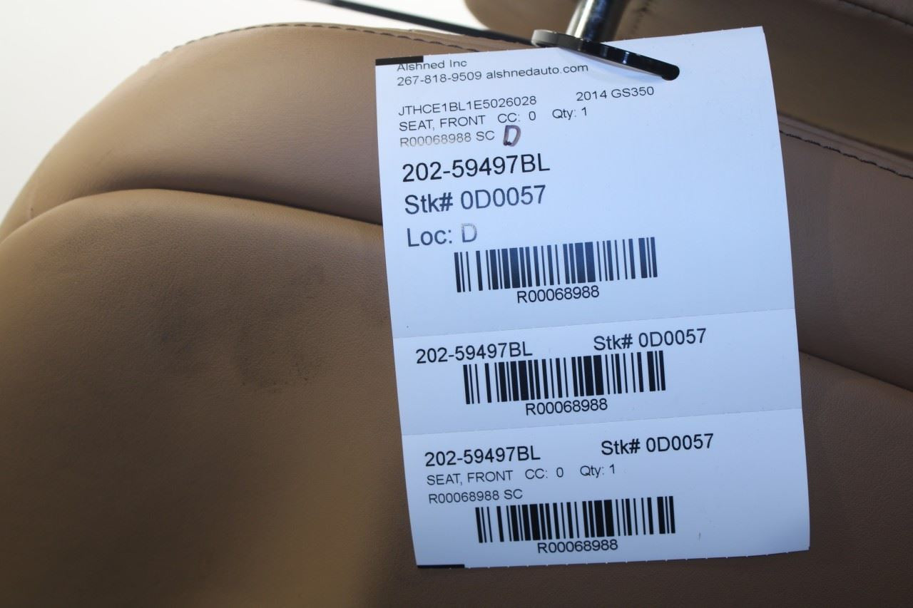 13-16 Lexus GS350 3.5L Front Driver Left Side Seat Complete Leather 72020-30531 - Alshned Auto Parts