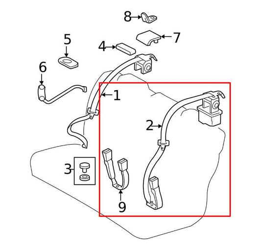 07-11 Toyota Camry LE Rear 2nd Row Center Seat Belt Retractor w/ Belt Buckle Set - Alshned Auto Parts