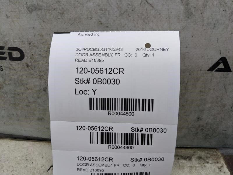 11-20 Dodge Journey Front Right Passenger Door Shell Panel 68067470AD OEM *ReaD* - Alshned Auto Parts