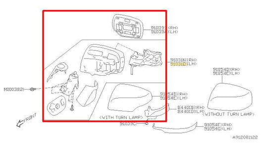 2015-2016 Subaru Impreza Driver Left Side Rear View Mirror 91036VA372 OEM - Alshned Auto Parts