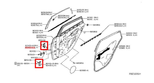 2013-2019 Nissan Sentra SV Rear Left Door Hinge Upper and Lower 82401-9AM0A OEM - Alshned Auto Parts