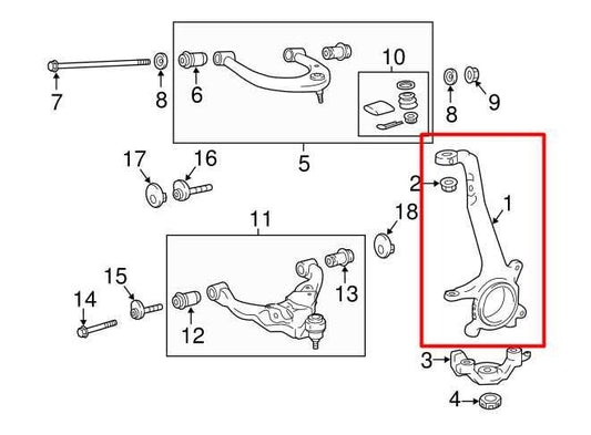2005-2023 Toyota Tacoma 4WD Front Left Side Spindle Knuckle Hub 43212-04050 OEM - Alshned Auto Parts