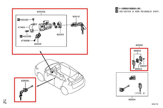 2018-25 Mitsubishi Eclipse Cross ES Ignition Switch Lock Cylinder and Door Lock - Alshned Auto Parts