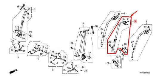 18-20 Honda Accord RR Center 2nd Row Seat Belt Retractor w/ Buckle 82455-TVA-A01 - Alshned Auto Parts