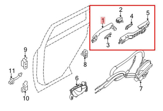 17-22 Nissan Rogue Sport SL 2.0L AWD Rear Driver Left Side Door Exterior Handle - Alshned Auto Parts