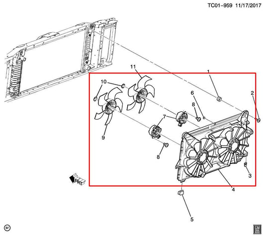 10-13 GMC Sierra 1500 SL 4.8L Dual Radiator Cooling Fan Motor Assembly 84302503 - Alshned Auto Parts