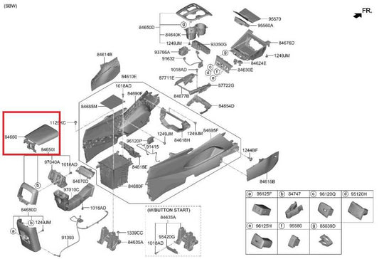 22-25 Hyundai Tucson SEL FR Center Console Armrest Storage Lid Cover 84660-CW000 - Alshned Auto Parts