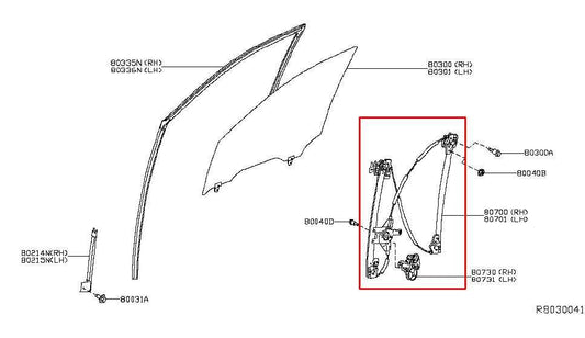 2014-20 Infiniti QX60 Front Left Side Door Window Regulator w/ Motor 80721-3JA0A - Alshned Auto Parts