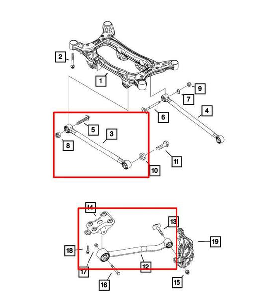 2015-23 Jeep Renegade Sport FWD Rear Driver Left Suspension Control Arm Set of 2 - Alshned Auto Parts