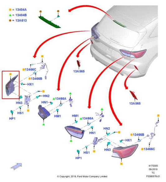 2020-2022 Ford Escape SEL Rear Left Side Tail Light Lamp LJ6B-13405-AG *ReaD* - Alshned Auto Parts