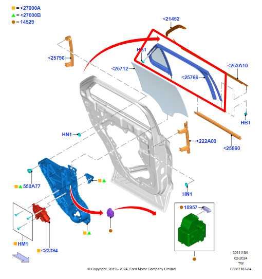 20-25 Ford Explorer Rear Right Door Run Channel Corner Glass LB5B-S25824-AZ OEM - Alshned Auto Parts