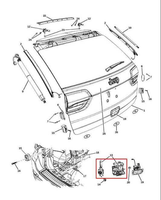 2011-2021 Jeep Grand Cherokee Summit Rear Liftgate Tailgate Lock Latch Actuator - Alshned Auto Parts