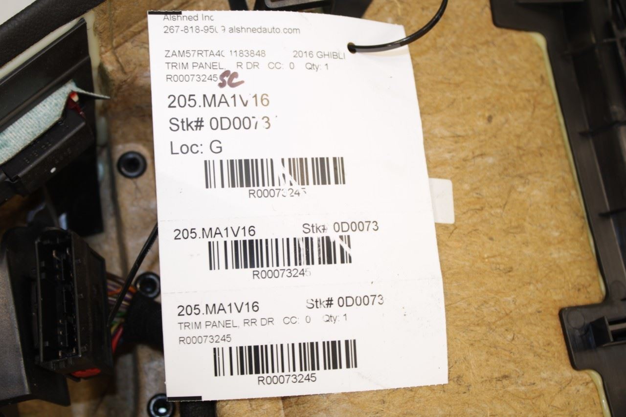 2014-2020 Maserati Ghibli S Q4 Rear Right Passenger Door Trim Panel 670049692 - Alshned Auto Parts