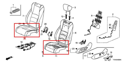 18-19 Honda Accord Front Left Driver Side Seat Lower Cushion 81531-TVA-AL31 OEM - Alshned Auto Parts