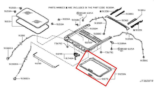 2015-2017 Infiniti QX50 Sunroof Roof Interior Shade Sunshade Cover 91250-3WW4A - Alshned Auto Parts