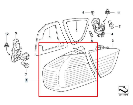 2007-08 BMW 328xi 3.0L Rear Passenger Right Side Tail Light Lamp 63217161956 OEM - Alshned Auto Parts