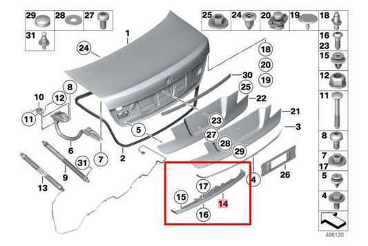 2010-2015 BMW 750Li Rear Trunk Lid Pull Handle w/ License Plate Light and Camera - Alshned Auto Parts