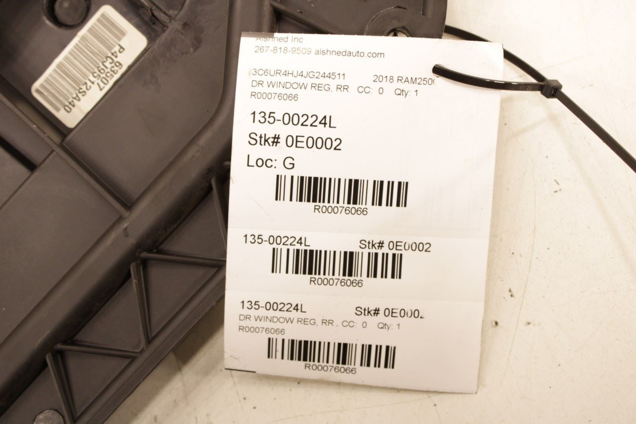 11-23 RAM 2500 Tradesman Rear Left Door Window Regulator w/ Carrier and Speaker - Alshned Auto Parts