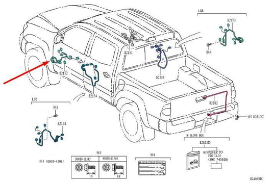 2016-2020 Toyota Tacoma Limited Front Left Side Door Wire Harness 82152-04380 - Alshned Auto Parts