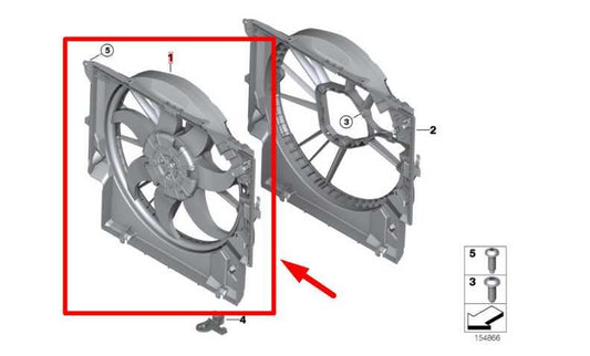 2012-15 BMW X1 sDrive28i 2.0L Radiator Cooling Fan Motor Assy 17427545366 *ReaD* - Alshned Auto Parts