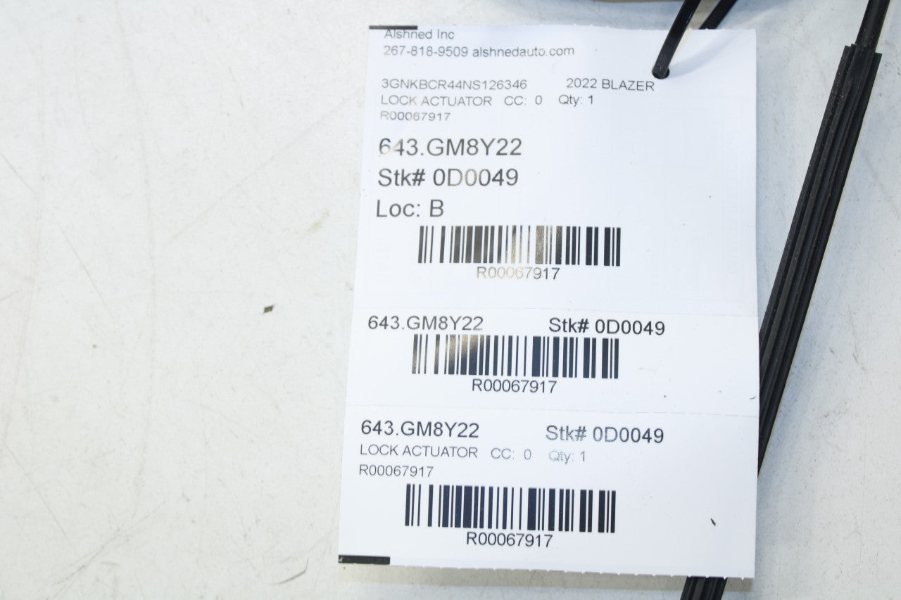 2019-2024 Chevrolet Blazer 2LT Rear Left Side Door Lock Latch Actuator 13546570 - Alshned Auto Parts