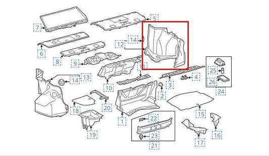 13-20 Lexus GS350 Rear Right Side Trunk Quarter Panel Trim Cover 64721-30321-C0 - Alshned Auto Parts