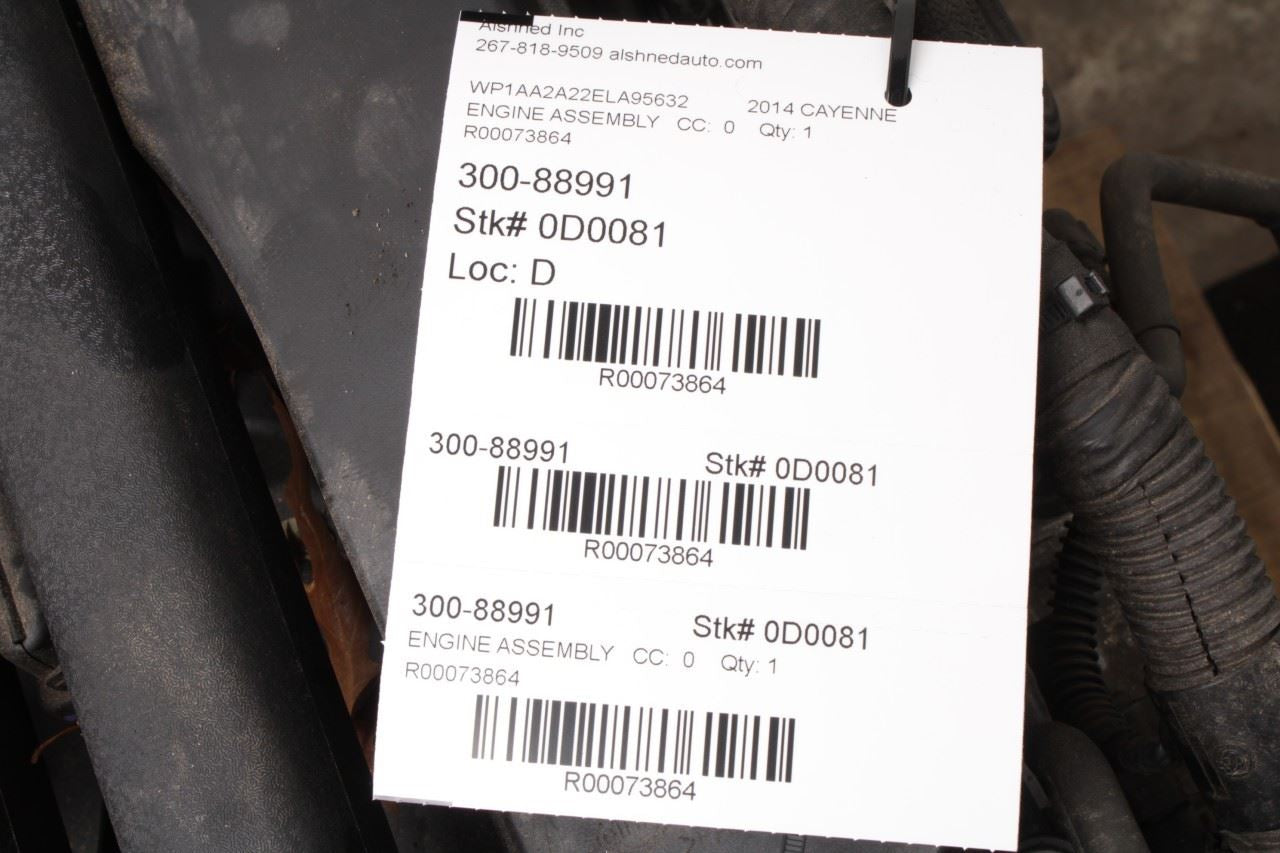 13-14 Porsche Cayenne Platinum 3.6L Gasoline AT Engine Motor VIN A 5th digit 86K - Alshned Auto Parts