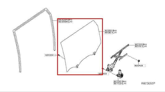 2014-2020 Nissan Rogue SV Rear Left Driver Side Door Window Glass 82301-4BA0B - Alshned Auto Parts