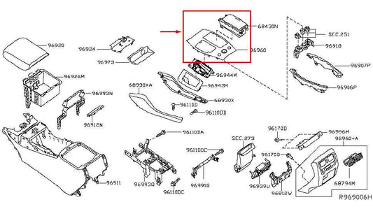 2017-20 Infiniti QX60 Pure Center Console Shifter Trim Cover Panel w/ Cup Holder - Alshned Auto Parts