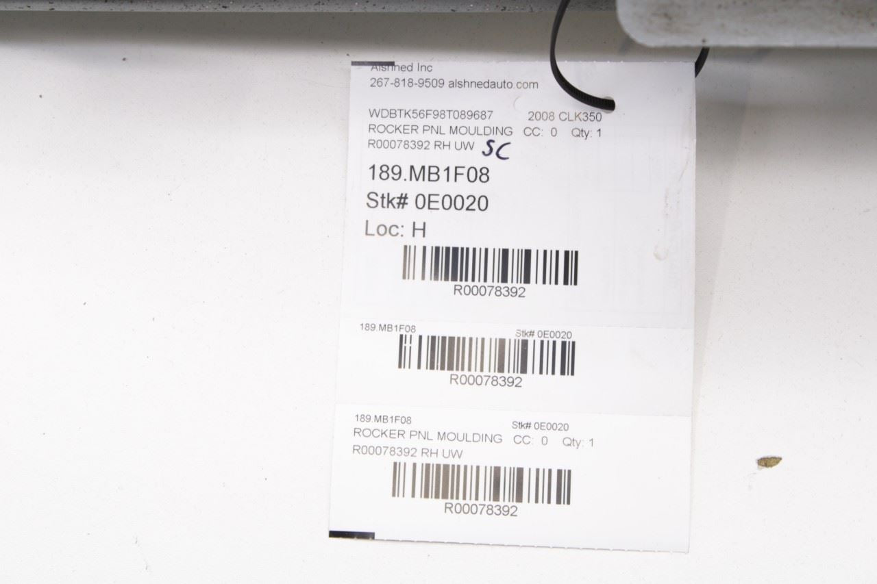 06-09 Mercedes-Benz CLK 350 Right Side Rocker Skirt Panel Molding 2096900240 OEM - Alshned Auto Parts