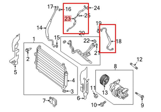14-20 Nissan Pathfinder SV AC Conditioning Discharge and High Pressure Hose Set - Alshned Auto Parts