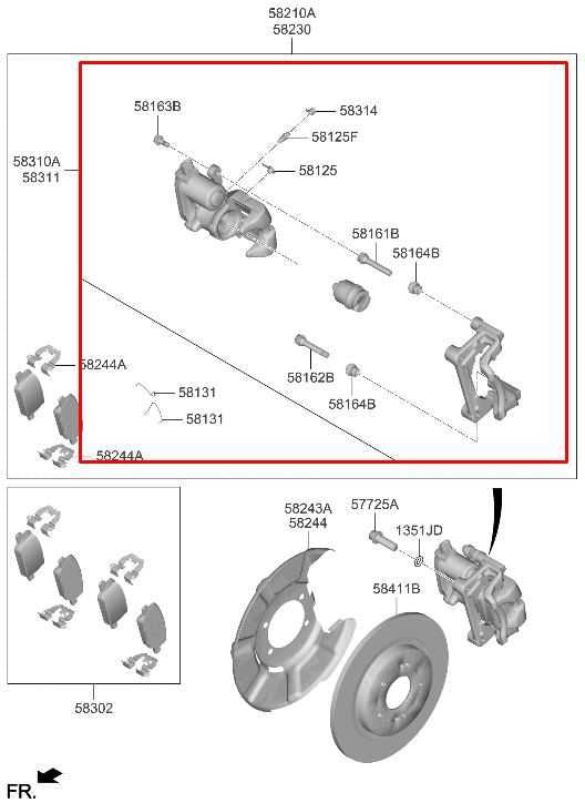 19-20 Hyundai Santa Fe SEL Rear Left Driver Side Brake Disc Caliper 58310-S1A30 - Alshned Auto Parts