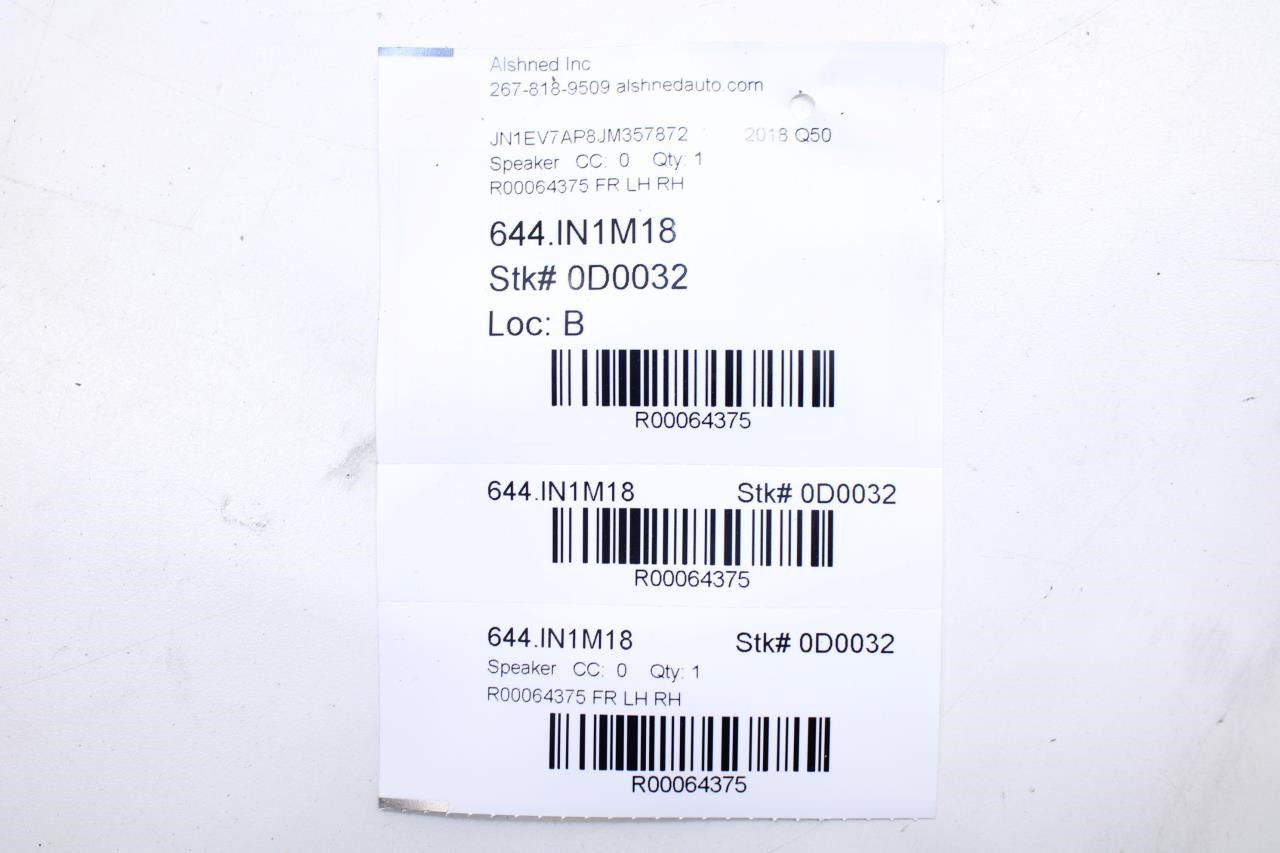 17-20 Infiniti Q50 Luxe Front Left and Right Door Corner Tweeter Audio Speakers - Alshned Auto Parts