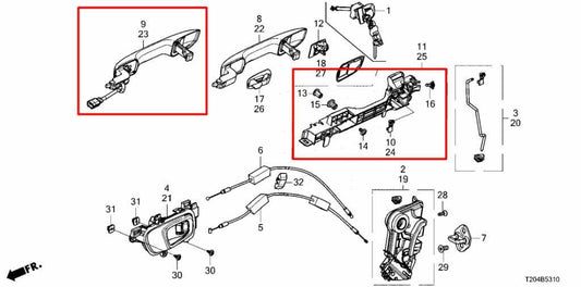 22-25 Honda Civic Sport 2.0L FWD Front Passenger Right Side Door Exterior Handle - Alshned Auto Parts