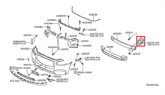 2014-20 Infiniti QX60 Front Right and Left Bumper Impact Bar Bracket 622103JA0A - Alshned Auto Parts