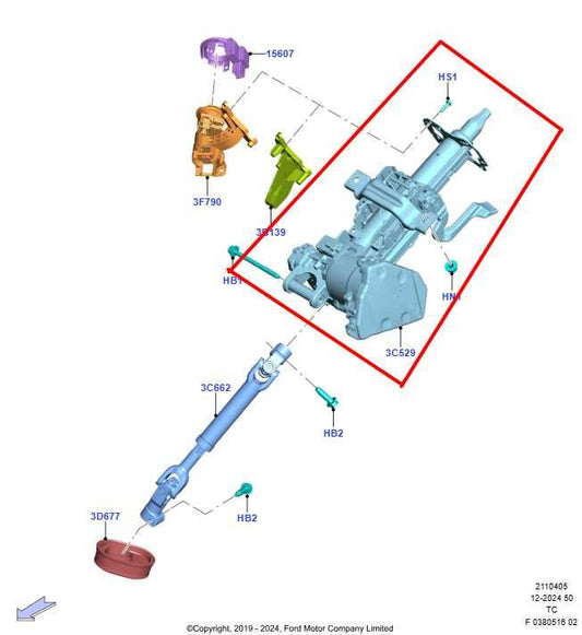2020-2022 Ford Escape SEL 2.0L AWD Steering Column Assembly LX6C-3D077-EG OEM1