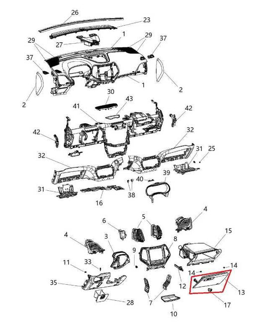 14-19 Jeep Cherokee Limited Glove Box Storage Compartment Door 1UH81DX9AF *ReaD* - Alshned Auto Parts