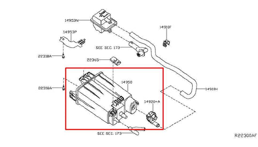 2004-2018 Nissan Maxima Fuel Vapor Evaporator Emission Canister 14950-7Y000 OEM - Alshned Auto Parts