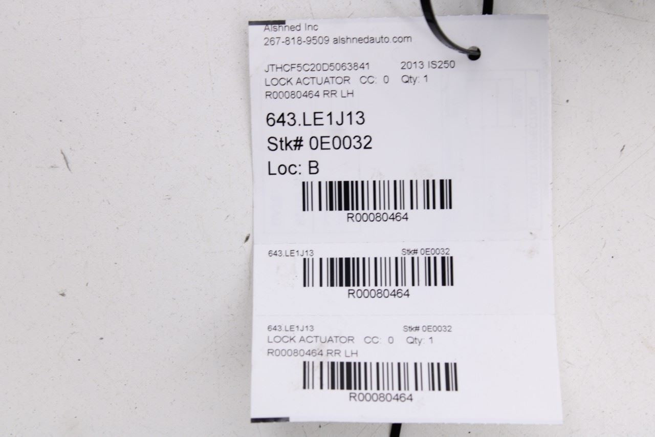 2006-2013 Lexus IS250 Rear Left Side Door Lock Latch Actuator 69060-53051 OEM - Alshned Auto Parts