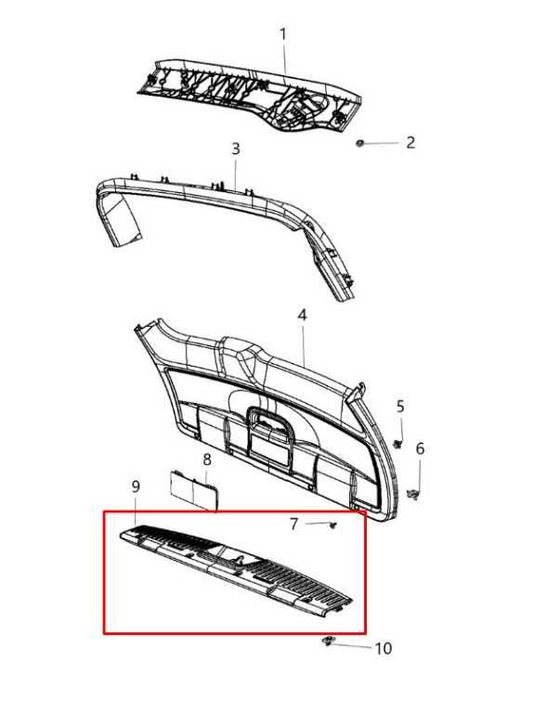 11-20 Dodge Grand Caravan GT Rear Trunk Sill Scuff Kick Plate Trim Finish Panel - Alshned Auto Parts